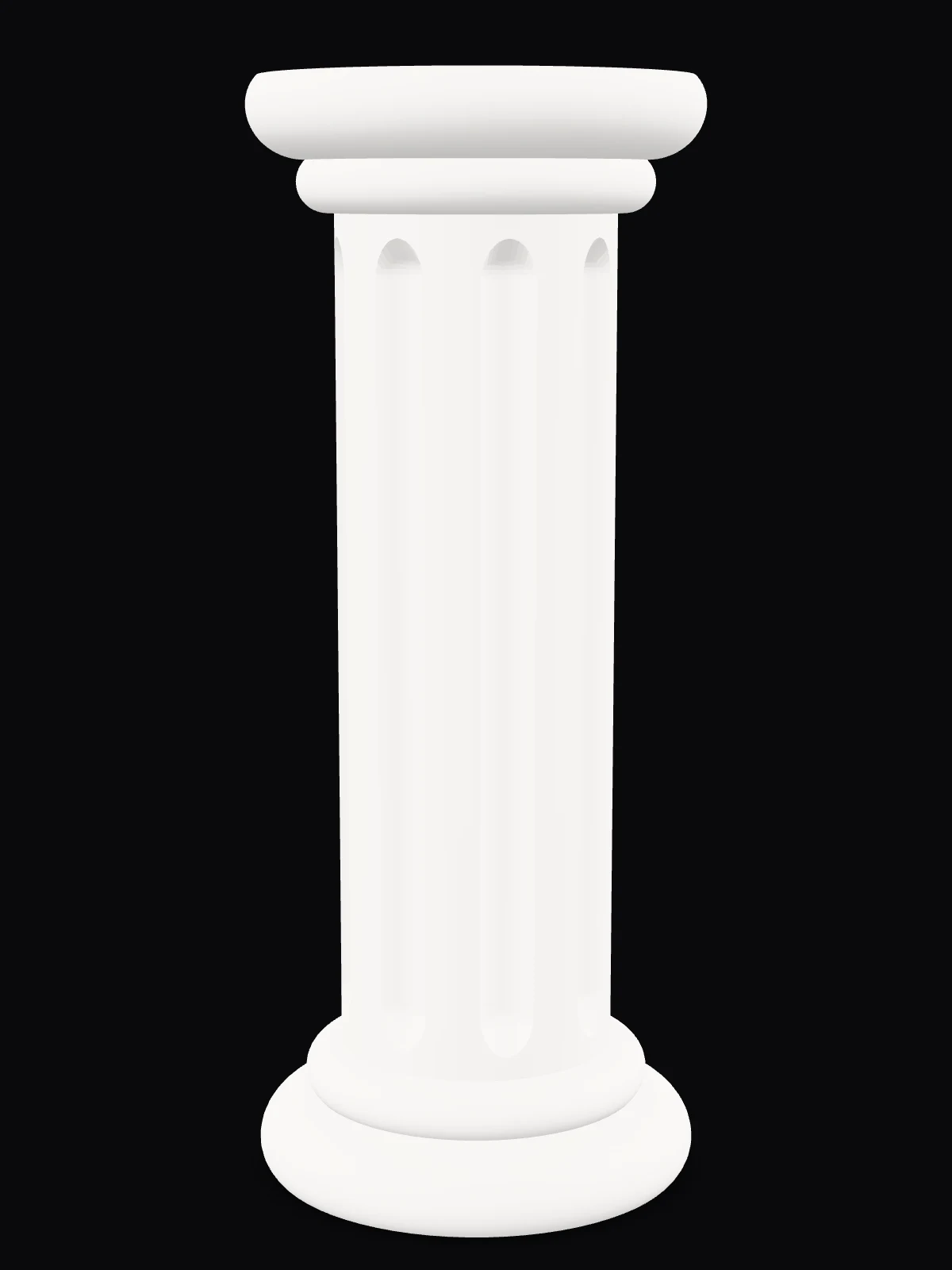 The Sixth Order pillar in raw white: a fluted column with a round disc at each end